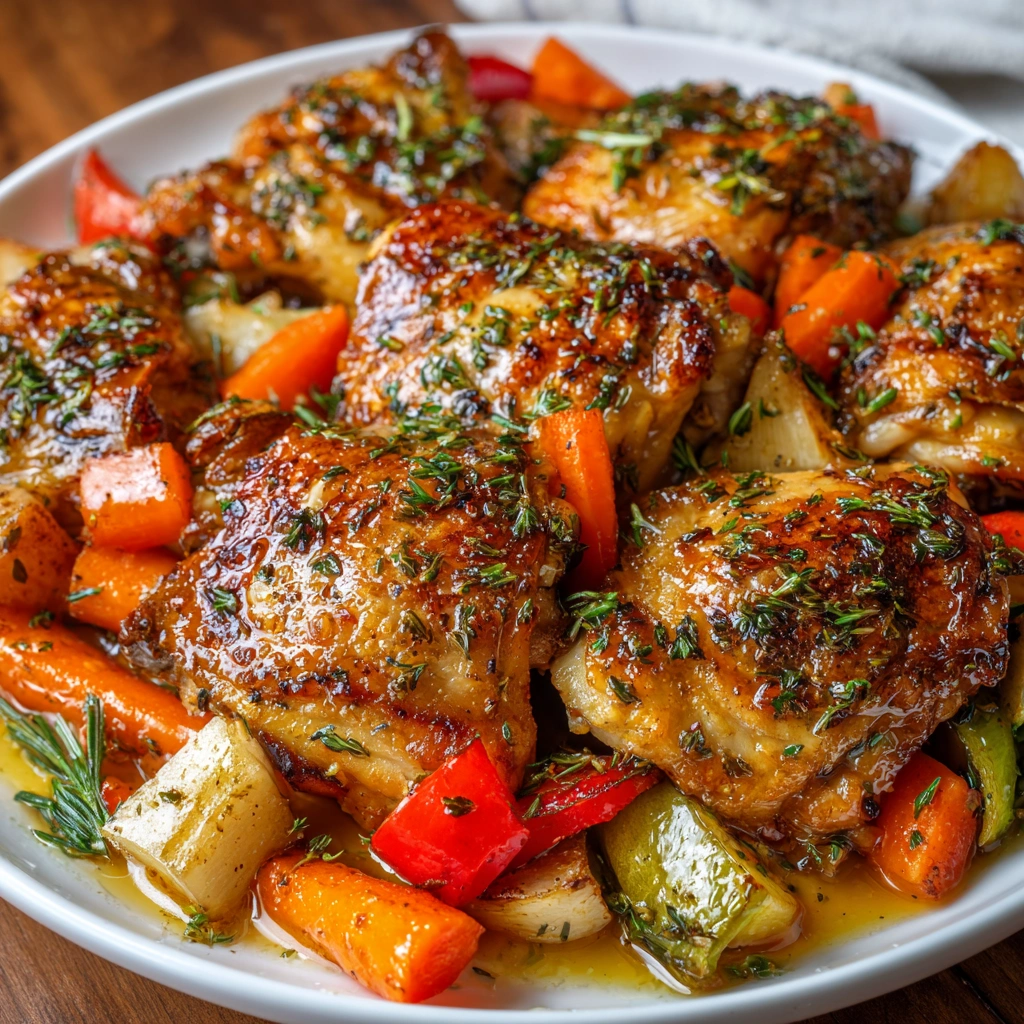 Maple Glazed Herb Chicken Thighs with Roasted Vegetables Delight Your Taste Buds!