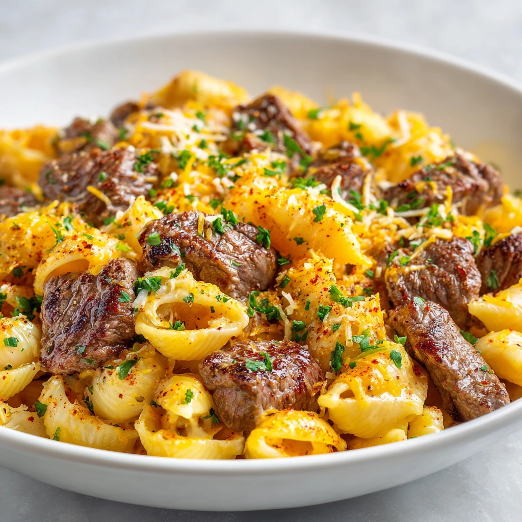 Cajun Steak Bites and Cheesy Garlic Shells Skillet Delight!