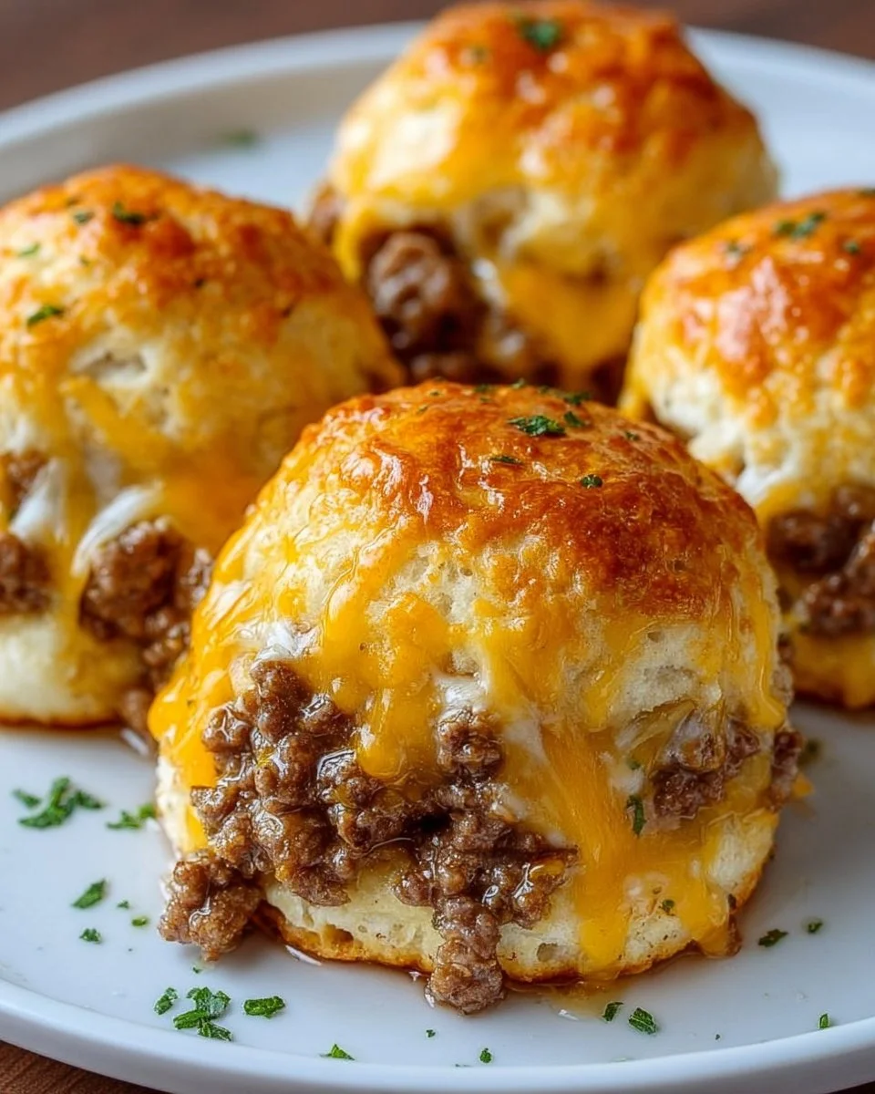 Cheesy Beef Biscuit Bombs