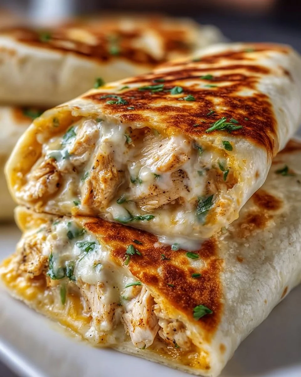 Cheesy Garlic Chicken Wraps