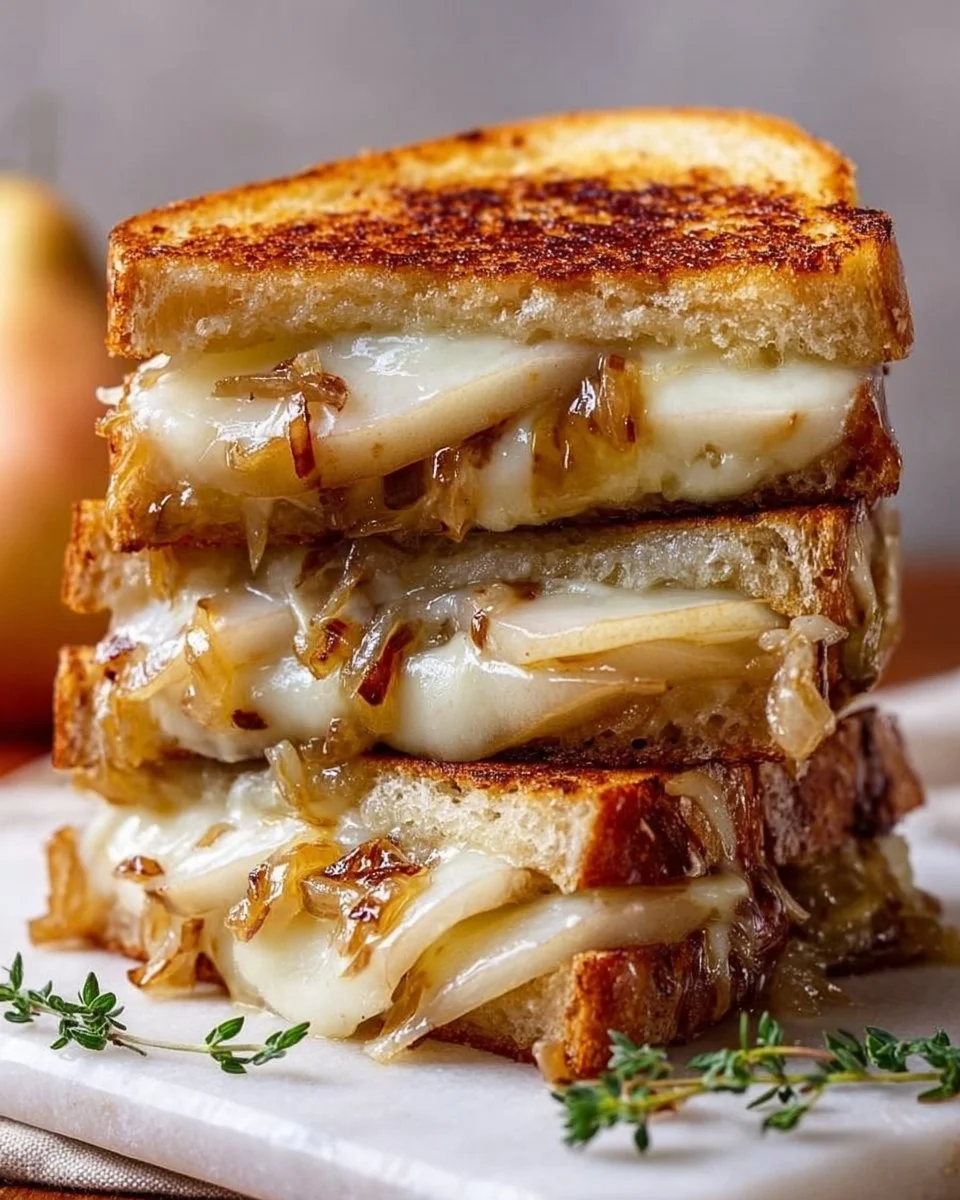 Pear & Apple Grilled Cheese With Caramelized Onions
