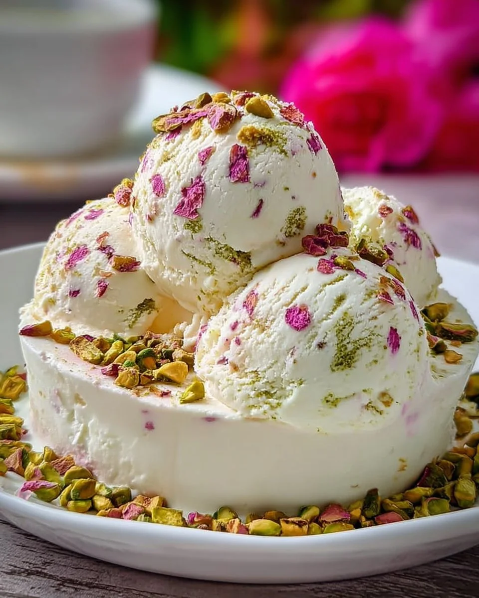 Rose Pistachio Cheesecake Ice Cream