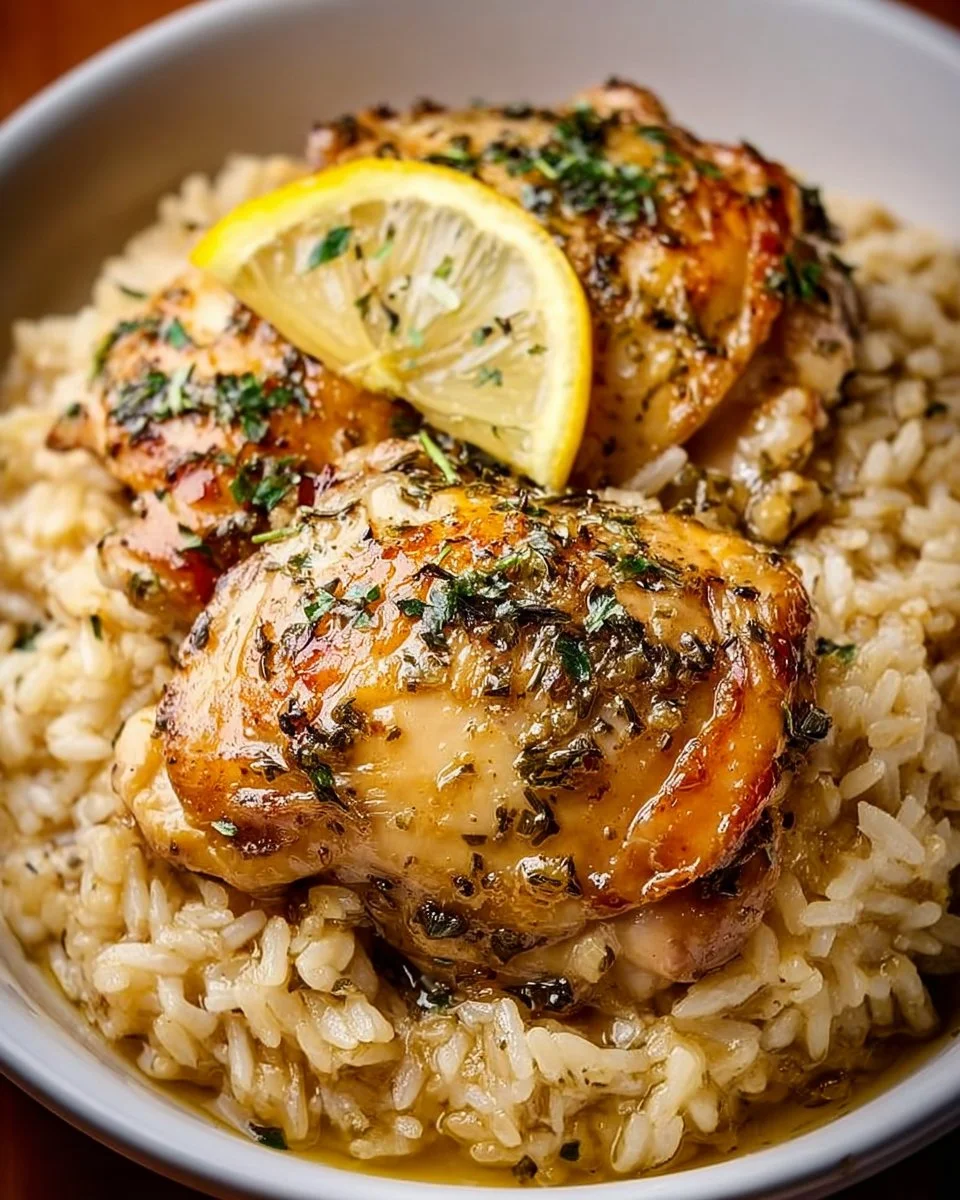 Slow Cooker Lemon Herb Chicken and Rice