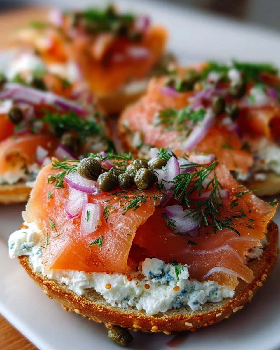 Cottage Cheese Bagels with Salmon