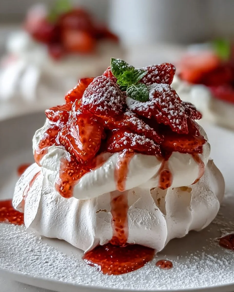 Mini Pavlovas Strawberries Cream