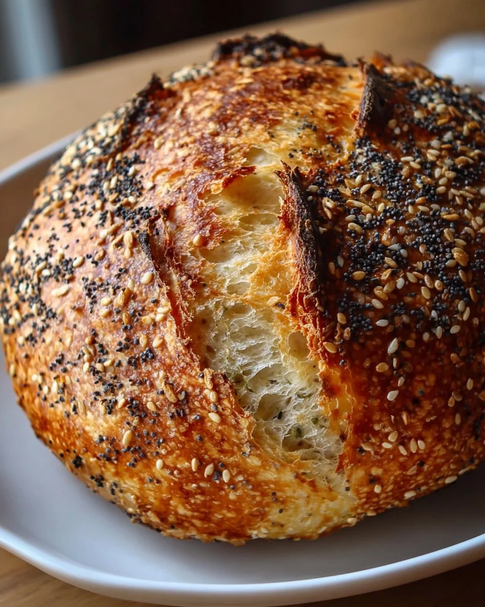 Same-Day Sourdough Bread with Everything Bagel Topping