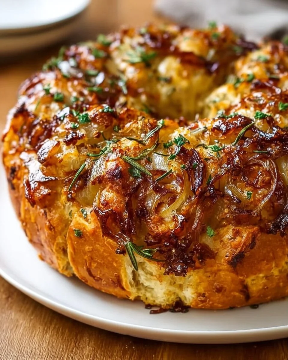 Caramelized Onion &amp; Gruyère Stuffed Bread Wreath