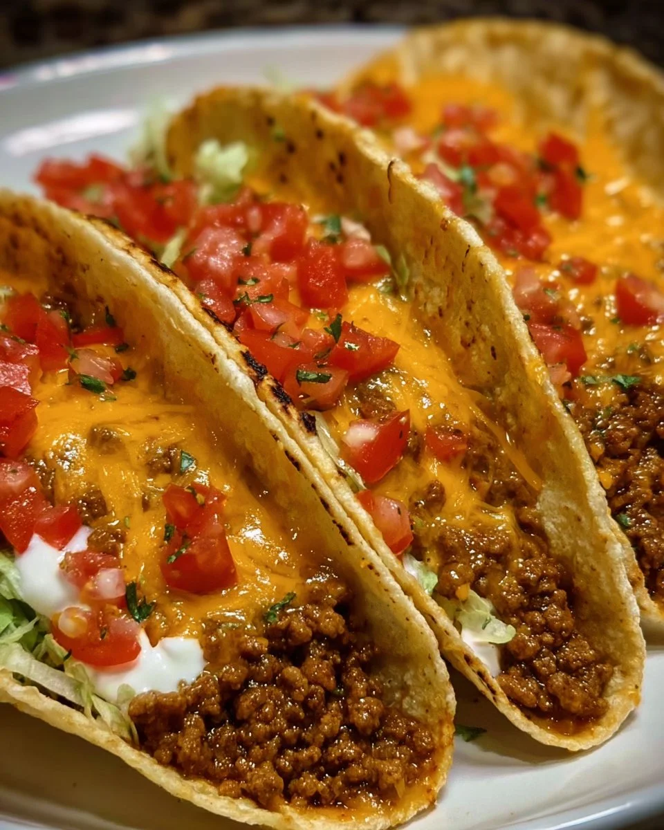 Cheesy Rotel Beef Soft Tortilla Tacos