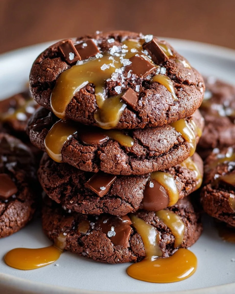 Double Chocolate Salted Caramel Cookies