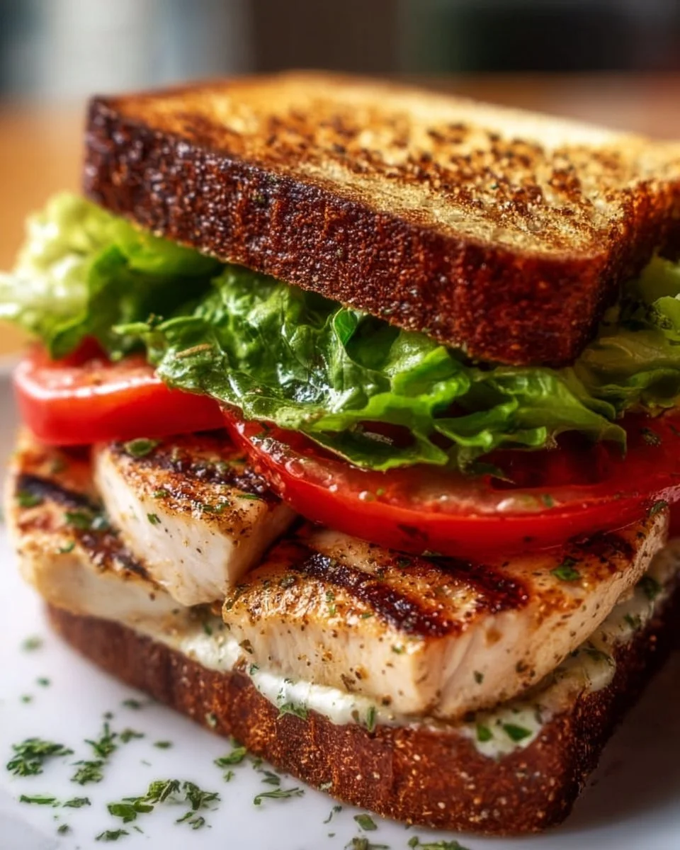 Garlic Butter Lettuce, Tomato & Grilled Chicken Sandwich