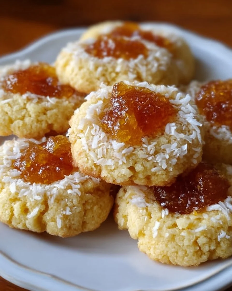 Hawaiian Pineapple Coconut Thumbprint Cookies