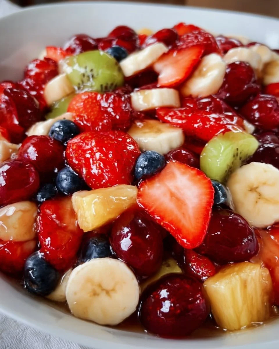 Bowl of Old-Fashioned Fruit Salad with colorful fresh fruits