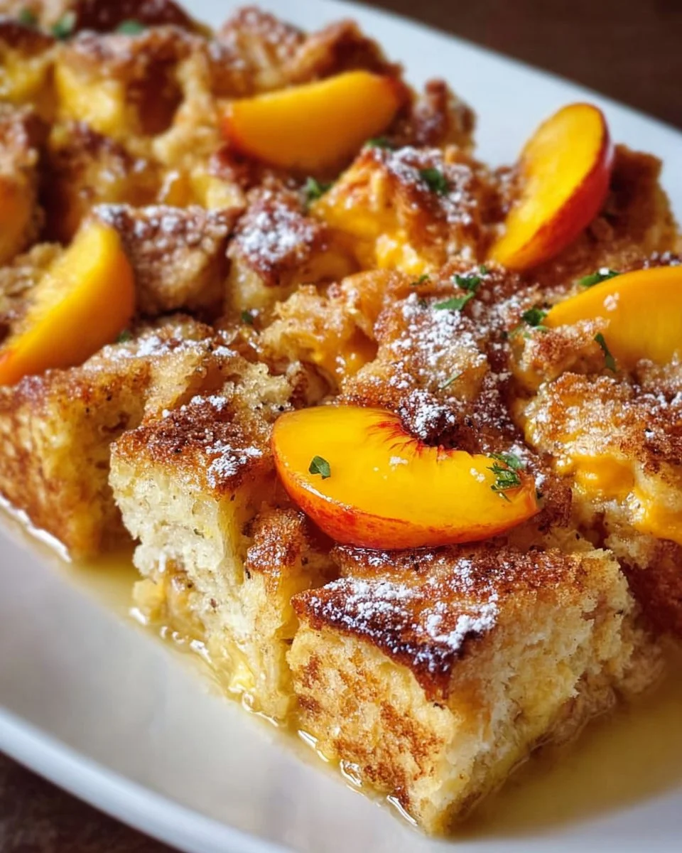 Peaches and Cream Baked French Toast