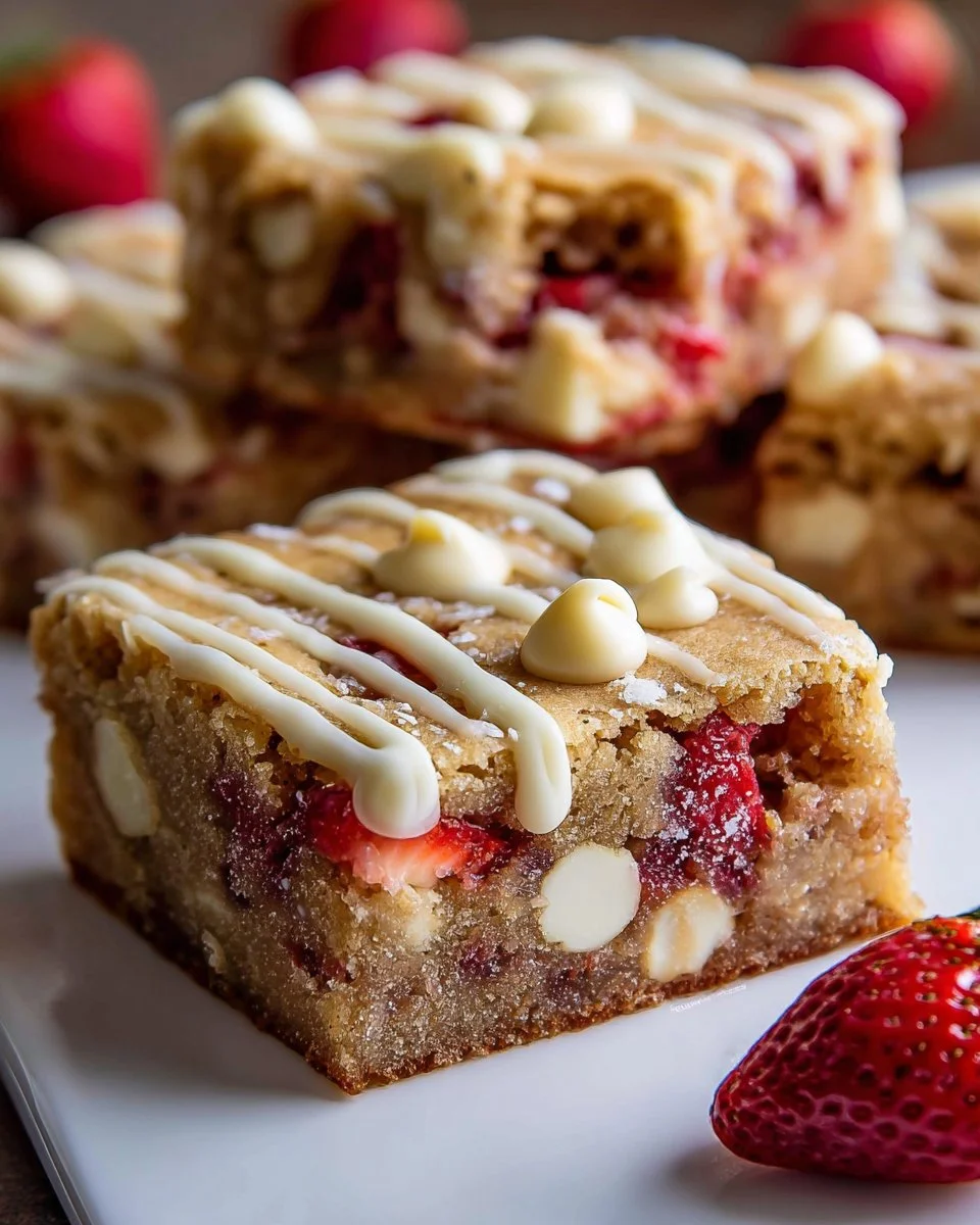 Strawberry White Chocolate Blondies