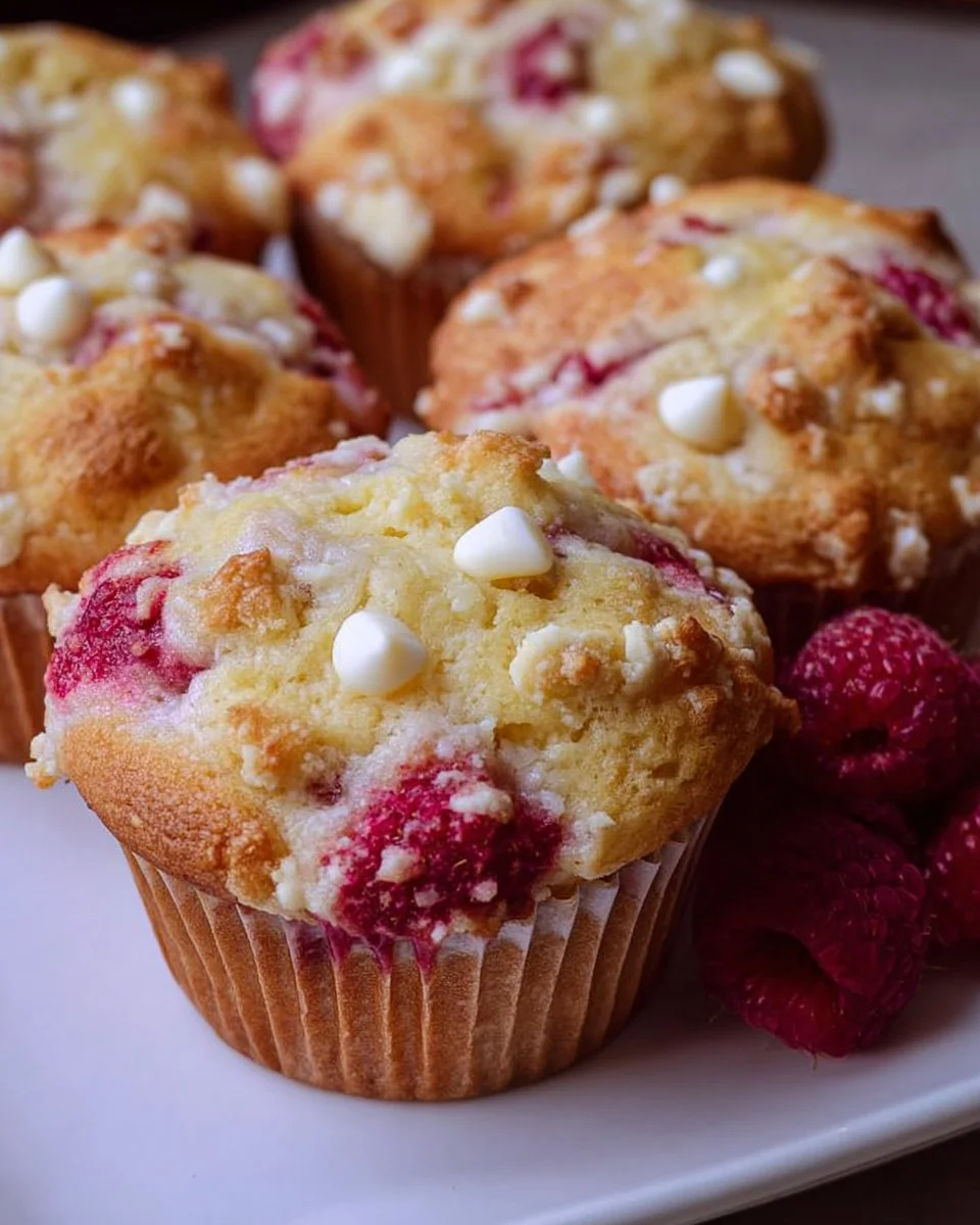 Bright Lemon Raspberry White Chocolate Muffins